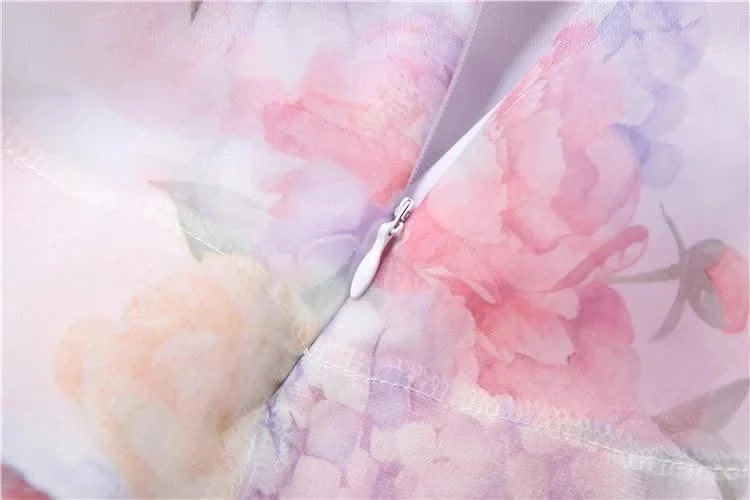 Elegant Floral Short Dress Summer Holiday Outfits Women Layered Party Dresses Sexy Halter Bow Lace-up Ruffled Hem Puffy Dress
