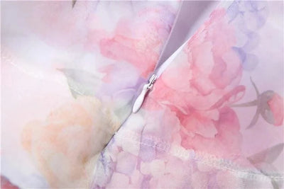 Elegant Floral Short Dress Summer Holiday Outfits Women Layered Party Dresses Sexy Halter Bow Lace-up Ruffled Hem Puffy Dress