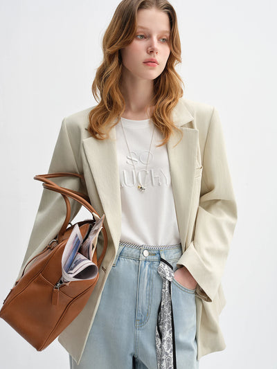DUSHU Women's Light and Simple Commuting One-button Silhouette Suit 2025 Autumn New Casual Simple Short Jacket 25DS83087