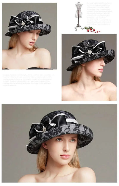 linen rolled edge small top hat for women's British retro fashion hat summer mesh breathable sun protection and sunshade hat