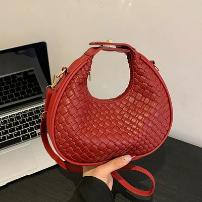 PU Leather Shoulder Bag Fashion Solid Color Lattice Crossbody Bag Small Bag Ladies Trend Luxury Designer Handbags