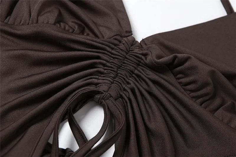 Y2k Streetwear 2 Piece Long Sleeve Halter Crop Top Sexy Trendy Irregular Backless Women T-shirts Aesthetic
