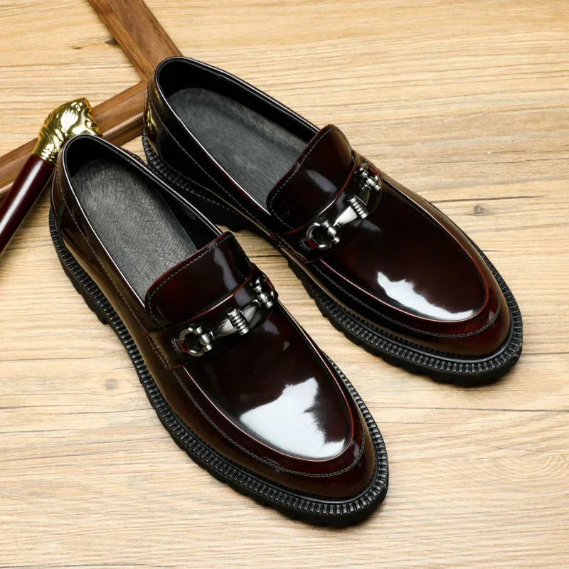 Men's Dress Leather Shoes Horse Street Buckle High Quality Men's Oxford Shoes Wedding Party Office Formal Shoe Large Size 38-48