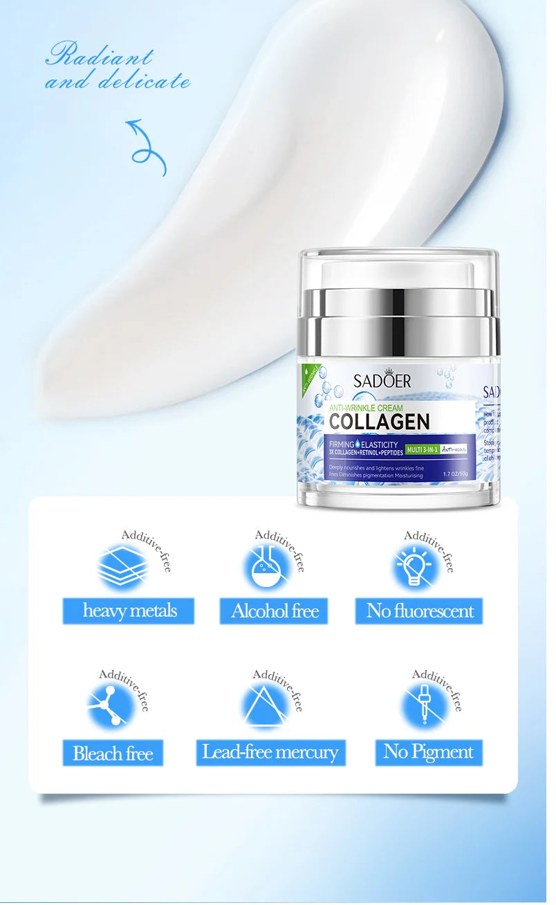 Collagen Face cream Moisturizing Anti-wrinkle nourishing Fade fine lines Smooth firm the skin Facial skin care
