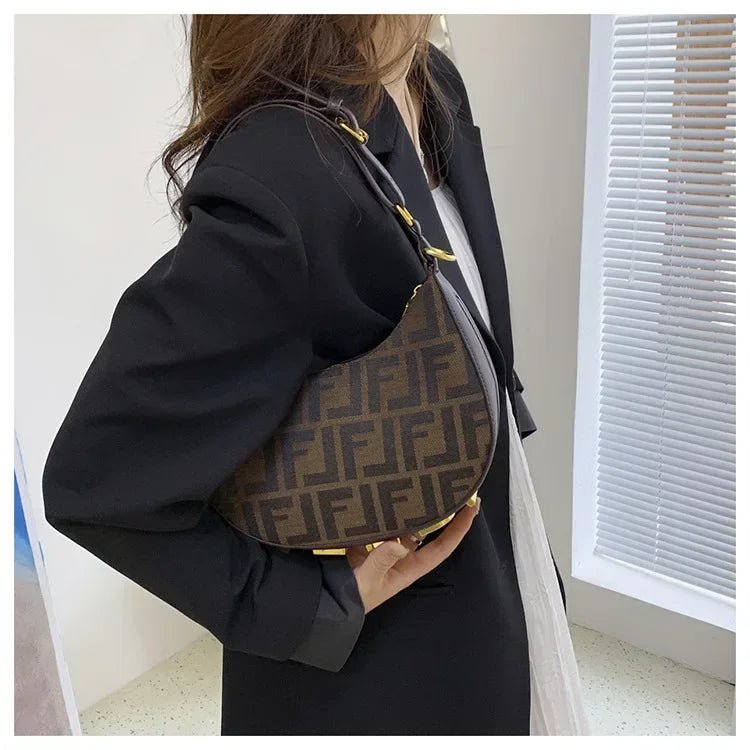 ‌2025 New Designer Underarm Bag Women Fashion Shoulder Handbag PU Leather Monogram Letter Print Crossbody Purse‌