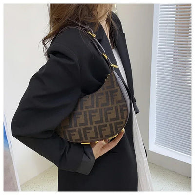‌2025 New Designer Underarm Bag Women Fashion Shoulder Handbag PU Leather Monogram Letter Print Crossbody Purse‌