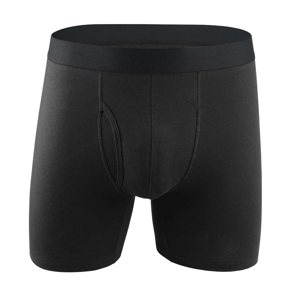 Long Boxer For Man Cotton Men's Panties Family Print Boxershorts Mens Open Front Underwear Sexy Male Underpants Shorts