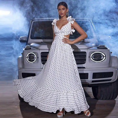 Women Wedding Dresses Summer Chiffon Flower Dress Backless Cross Tie Pleated Large Swing Evening Dress Vestidos De Mujer