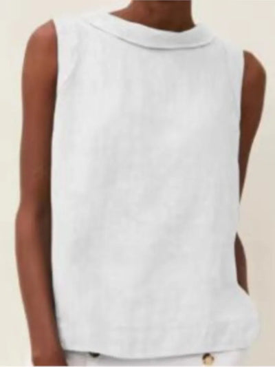 Summer Solid Cotton Linen Women's Top Simple Sleeveless O-neck Casual Blouses & Shirts Female Trendy Fashion Office Tops Ladies