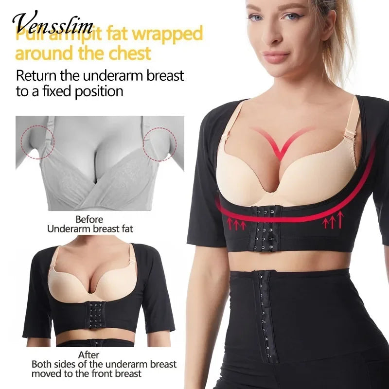 Upper Arm Shapers Compression Long Sleeves Women Arms Sauna Shapewear Shoulder Breast Support Push Up Fat Burner Sweat Corset