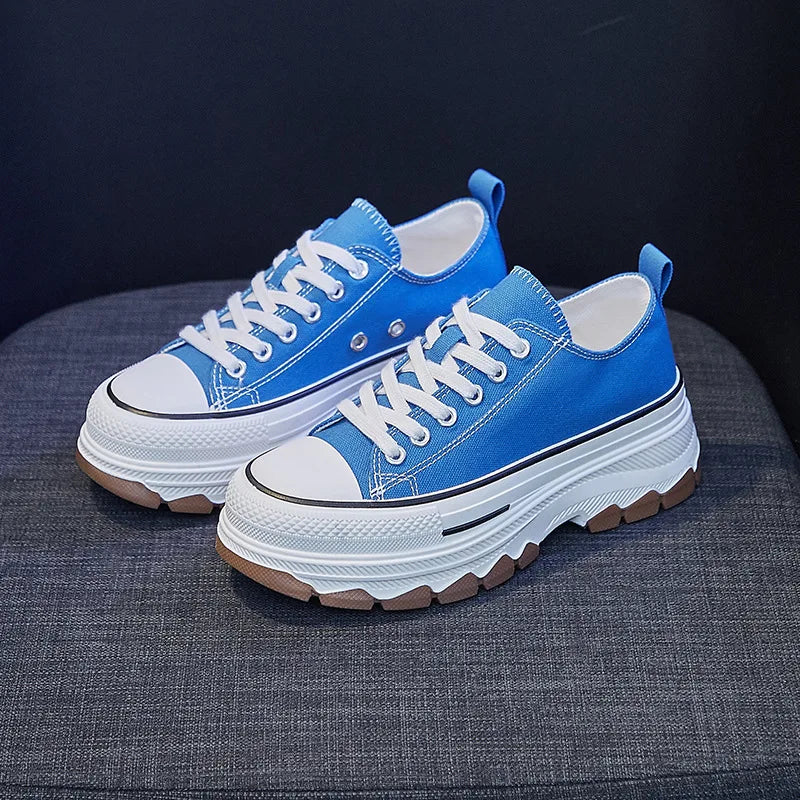Fashion Designer Women Canvas Shoes Summer New High Platform Sneakers Female Casual Tennis Shoe Increase All-match Zapatos Mujer