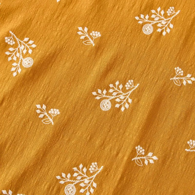 140x50cm Embroidered Slub Cotton Linen Fabric Clothing Sewing Fabric, Diy Women's Dress Forest Flower Cloth