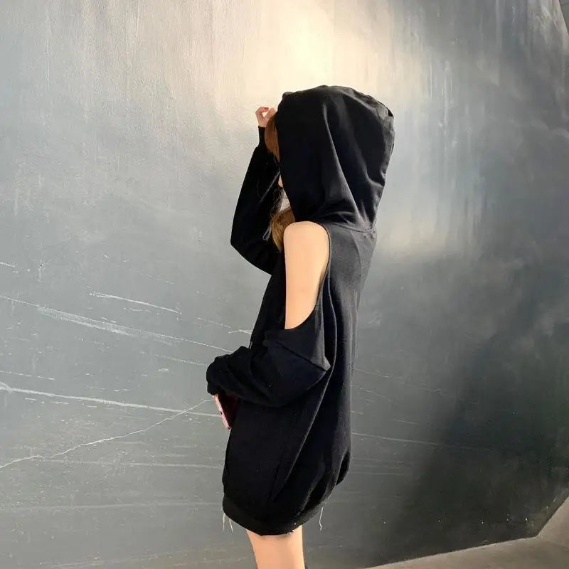Sweatshirts for Women Hoodies Plain Long Female Clothes Black Hooded Tops Cotton Sweat-shirt Basic Designer Sleeve Goth Novelty