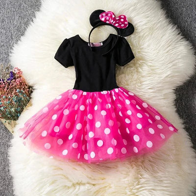 Cute Baby Girl Dress for 9M-4Yrs Children Summer Clothes Kids Minni Mouse Polka Dot Dress Girls Birthday Party Christmas Costume