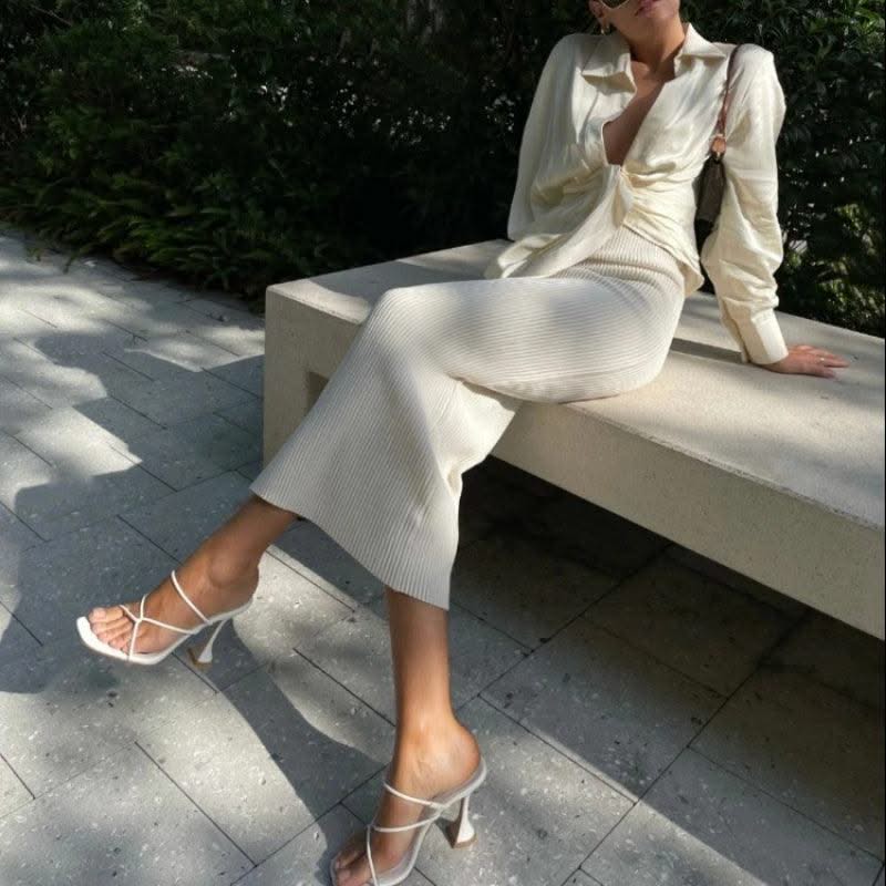 2023 Summer Pumps Sexy high heels Slippers Sandals Shoes Women Thin High Heels Square Toe Sandal Lady Pump Shoes Mules white