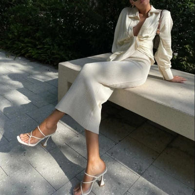 2023 Summer Pumps Sexy high heels Slippers Sandals Shoes Women Thin High Heels Square Toe Sandal Lady Pump Shoes Mules white