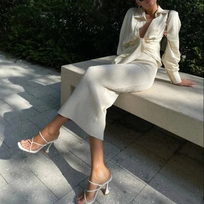 2023 Summer Pumps Sexy high heels Slippers Sandals Shoes Women Thin High Heels Square Toe Sandal Lady Pump Shoes Mules white