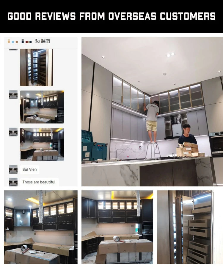 Kitchen Full Set Modern Smart Outdoor Stainless Steel  with Built-in Refrigerator and BBQ Grill for Home and Garden