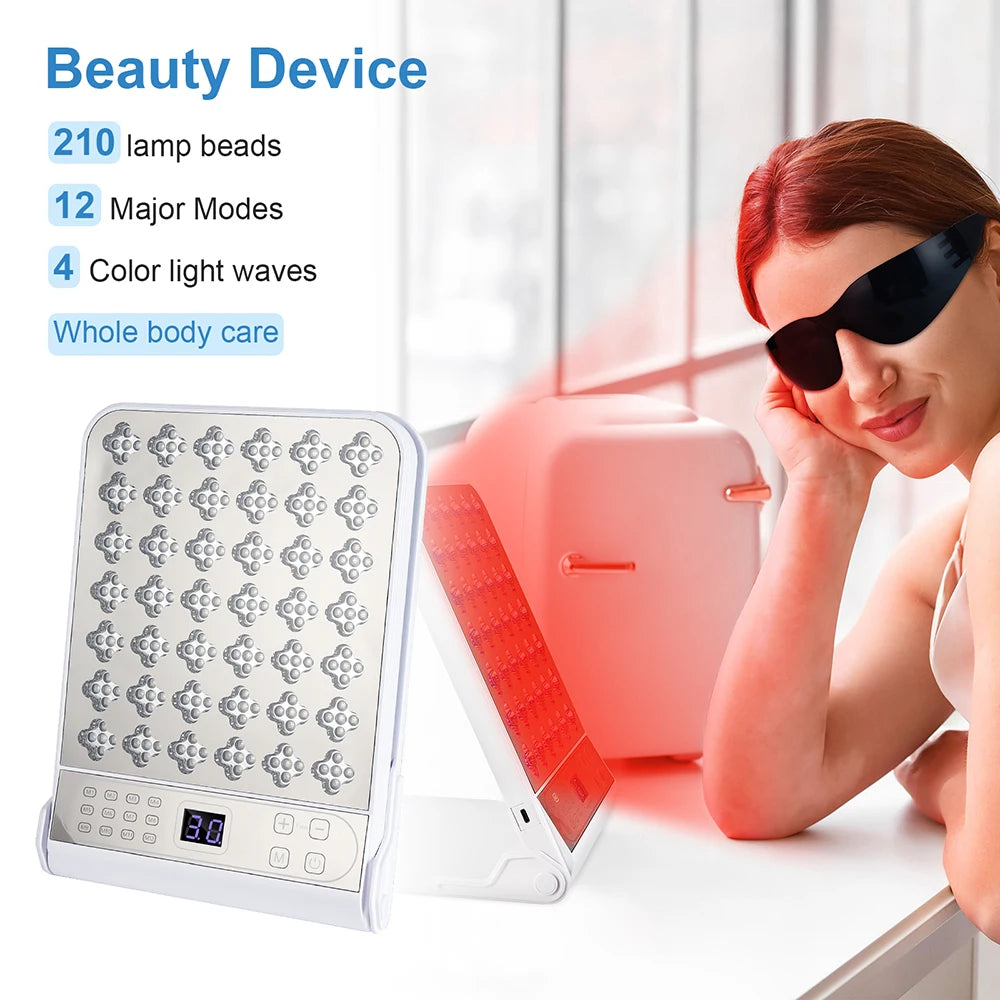 LED Red Light Therapy Panel Lamp Beauty Device 465nm 595nm 635nm940nm Skin Rejuvenation Moisturizing Refreshing Brightening Face