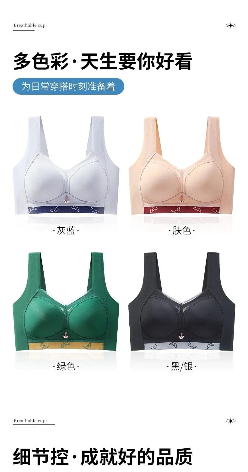 Women's Full Coverage Wirefree smooth Plus Size Bra Non Padded Bra Sexy Seamless Large Size Bra Push Up Sports Brassiere 50E 52E