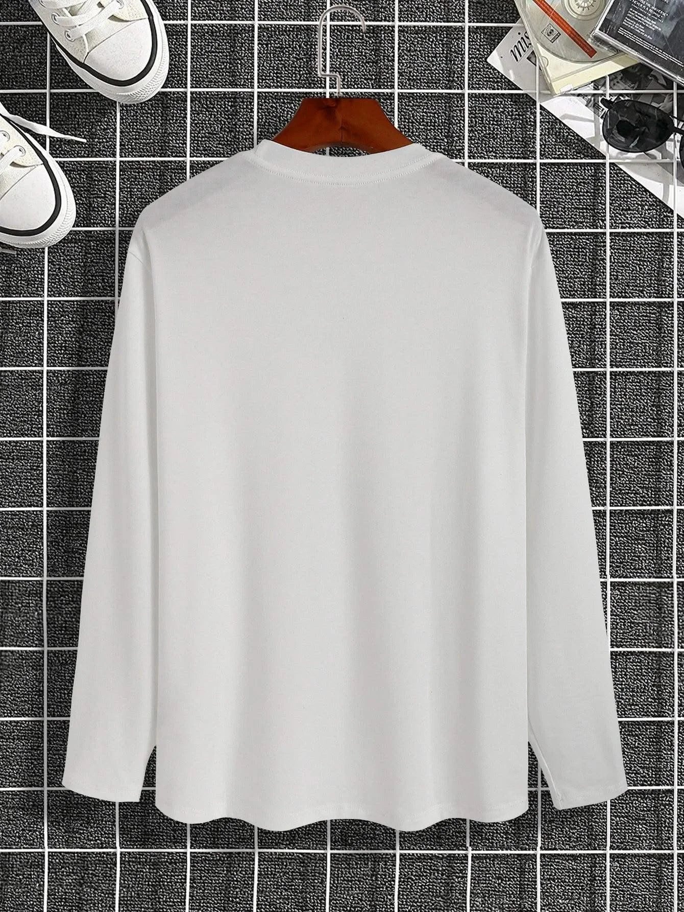 Trendy printed round neck long-sleeved T-shirt | Versatile |Casual Tops | Men's T-shirt