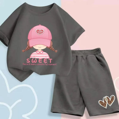 Summer Baby Clothes Set Kid Girls Cartoon Printed Short Sleeve T-Shirts Top And Shorts Bottom 2 Pieces Suit Children Tracksuits