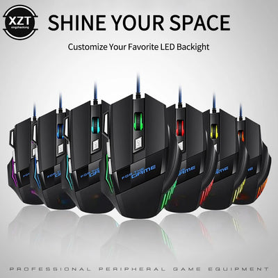 Professional Wired Gaming Mouse 7 Button Ergonomic USB Optical Mice 5500 DPI Backlight Adjustable for PC Gamer Computer Desktop