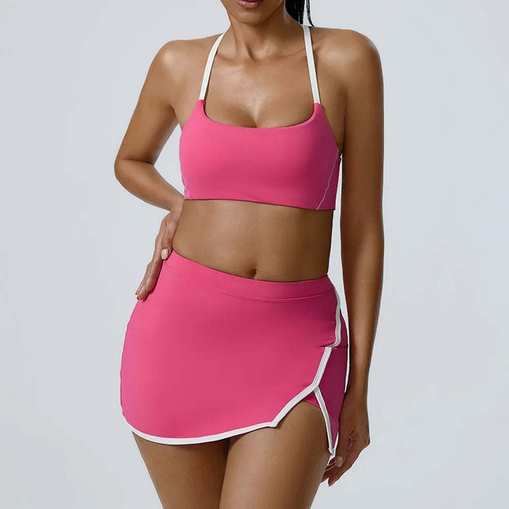 Women Yoga  Workout Set Bra and Shorts Two Piece Patchwork Open Sexy Back Elastic Fitness Sexy Yoga Outfit Sport  Women
