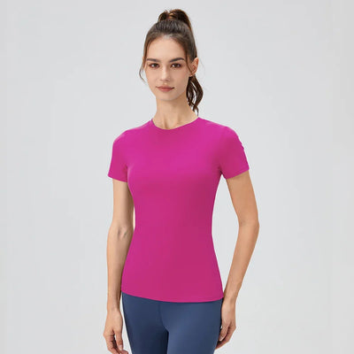 2024 Women Sports Shirt Tight Yoga top Quick Dry Gym Top Outdoor Short Sleeve Running Sportswear Women T-shirts - Elanique
