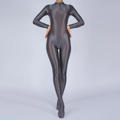 Sexy Womens Glossy Shiny Silky Tights Swimsuit Leggings Bodysuit Jumpsuit Ladies Elasticity Breathable Leotard Sleeping Romper