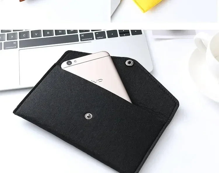Felt Envelope Mobile Phone Bag Storage Pouch Wallet Credit Card Holder Business Change Purse Bag Thin Wallet Card Holde