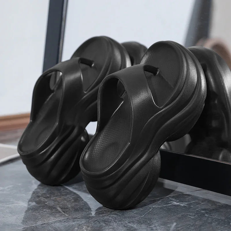 Flip-Flops Women's 2025 Summer New Lightweight Heightening Sandals Casual Slippers Outer Wear Beach Shoes Height Increasing