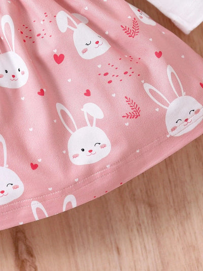 Rabbit Printed Long sleeved Princess Dress For Children |Spring and Autumn  |Infant and Child Party Casual
