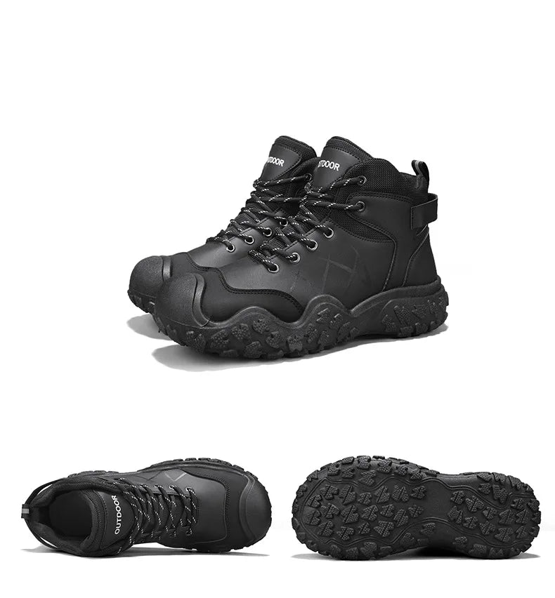 2025 Outdoor Men's Boots Hiking Shoes for Men Outdoor Boots Warm Leather Climbing Mens Shoes Waterproof Non-slip Men Ankle Boots