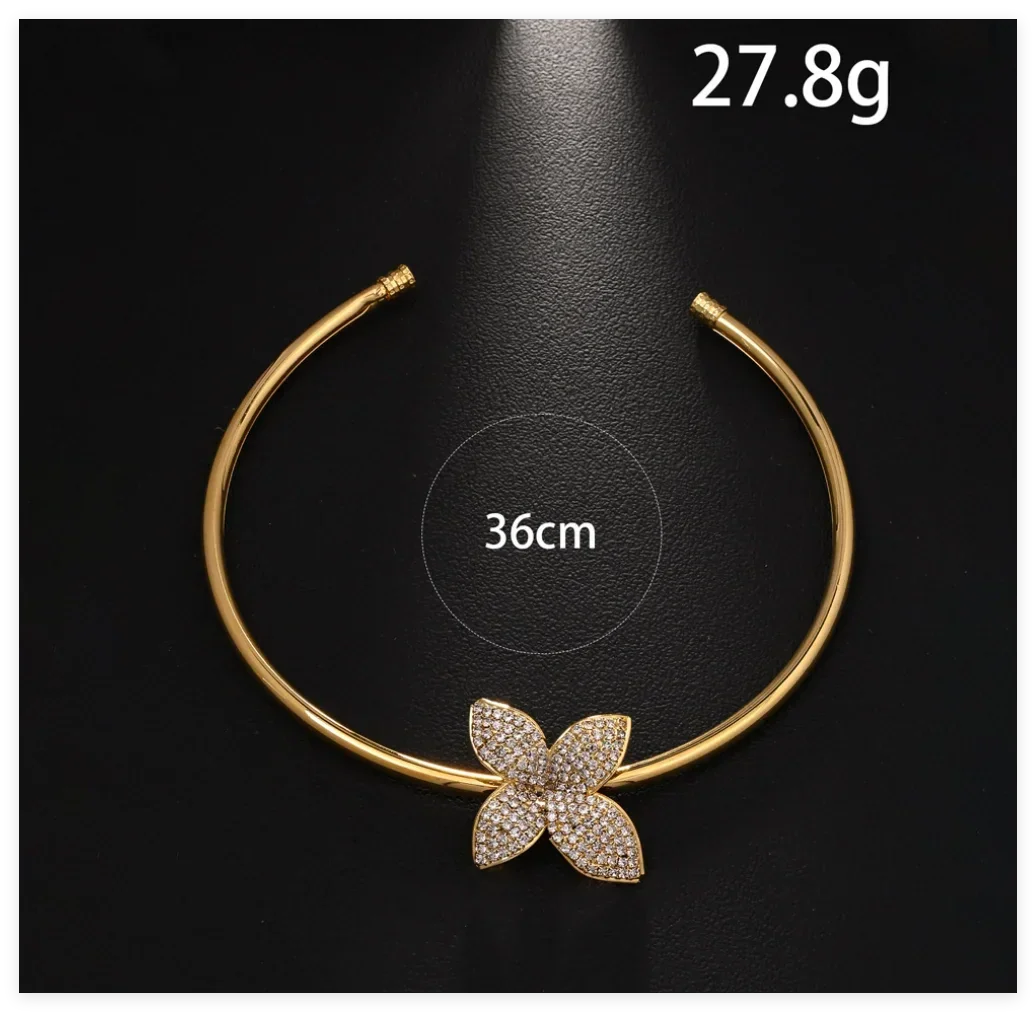 Luxury Necklace Earrings Set For Women Fashion Chunky Flower Necklace Choker Goth Jewelry Set Ladies Female Accessories Gift