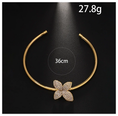 Luxury Necklace Earrings Set For Women Fashion Chunky Flower Necklace Choker Goth Jewelry Set Ladies Female Accessories Gift