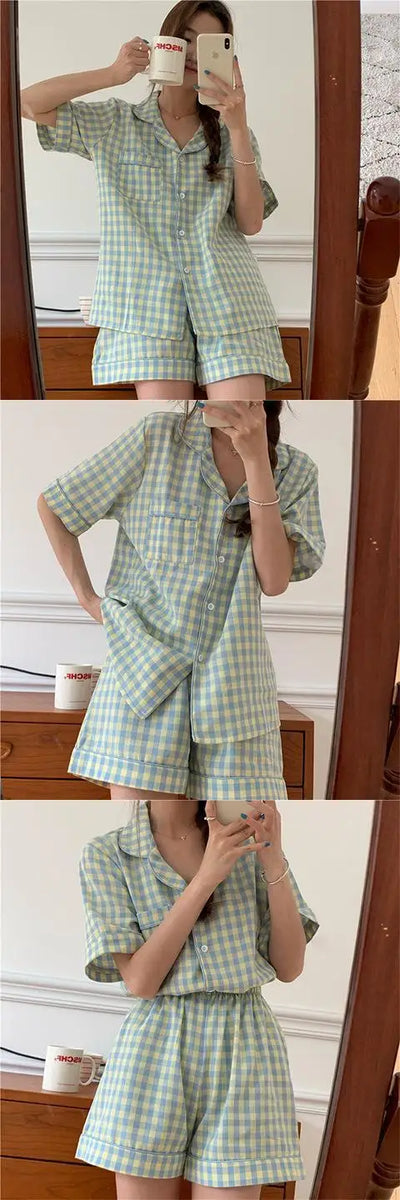 New Women Sleepwear Cartoon Pajamas Female Short  Pants Short Sleeved Summer Spring Loungewear Fashion Home Clothing Homewear