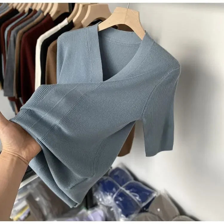 2025 Summer New T-shirts for Women Elegant Fashion Short Sleeve T-shirt Female Trend Tops Ladies Tees Basic Tops Clothing