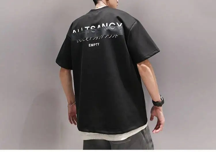Trendy brand printed short-sleeved T-shirts for men and women, new casual loose round-neck heavyweight T-shirts