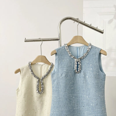 High Quality Luxury Small Fragrance Tweed Dresses For Women 2025 Sweet Short Summer Dress Party Vestidos Robes Roupas Feminina