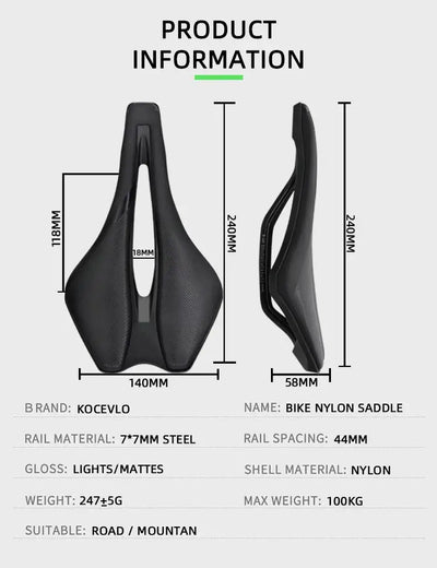 KOCEVLO Bicycle Seat Saddle Mtb Road Bike Steel Saddles Mountain Bike Racing Saddle Pu Breathable Soft Comfortable Cushion