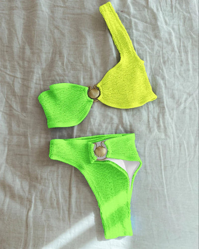 Pleasted Bikinis Colaless Swimsuit Triangle Bikini Set Women Swimwear Halter Bathing Suits Bandage Beachwear Brazilian