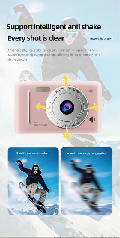 4K Digital Camera 5000W Pixel Retro CCD Portable Card Camera Entry-level Camera Dual Camera Flash 50 Million Pixels Auto Focus