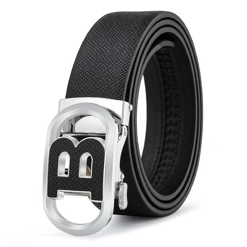 Men's Automatic Split Leather Buckle Belt | Versatile, Business, Casual Pants Belt | Middle-aged and Young Men