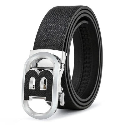 Men's Automatic Split Leather Buckle Belt | Versatile, Business, Casual Pants Belt | Middle-aged and Young Men