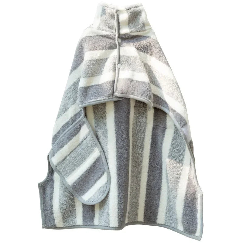 Striped Bathrobe For Cats And Dogs Bath Towel Soft All-wrapped Quick-drying Absorbent Bath Towel Pet Comfort Coat