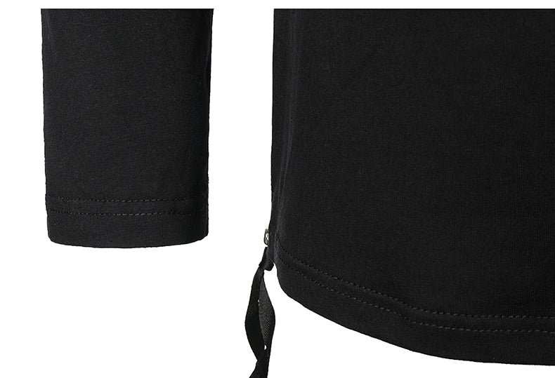 Men Clothing T Shirt High Street Streamer Functional Tactics Personalized Zipper Crewneck T-shirts Black Hip Hop Punk Camisetas