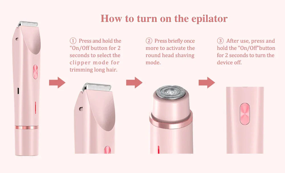 Electric Razor for Women Painless Women Mustache Electric Shaver for Leg Bikini Body Hair Trimmer Facial Epilator Hair Remover