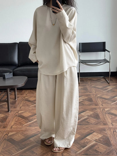 2025 Women Spring Two Pieces Suits Long Sleeve Cotton Blouses With Long Pants Wide Leg Two Pieces Sets Boho Suits Ladies Outfits