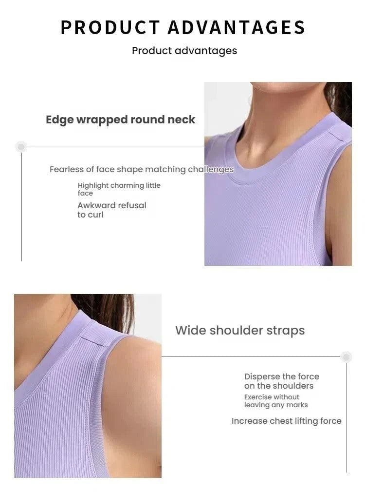 Women's Racerback Sports Bras with Padded - Summer Sleeveless Yoga Top Fitness Workout Running Shirt Breathable Quick Dry Vest